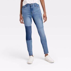 Universal Thread Womens Patchwork Denim Skinny Jeans Med Wash Size 4